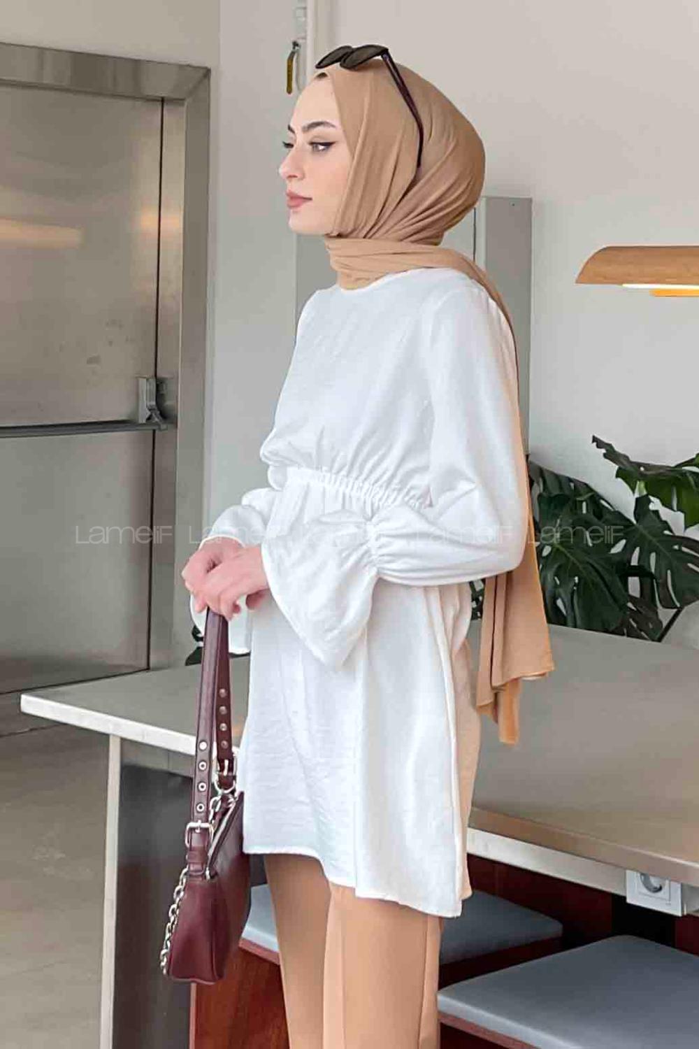 White Crew Neck Cotton Fabric Unprinted Tunic