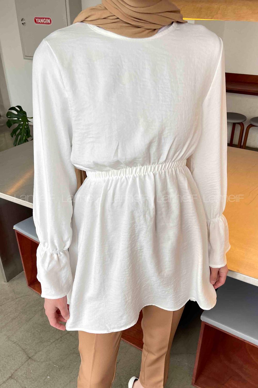 White Crew Neck Cotton Fabric Unprinted Tunic