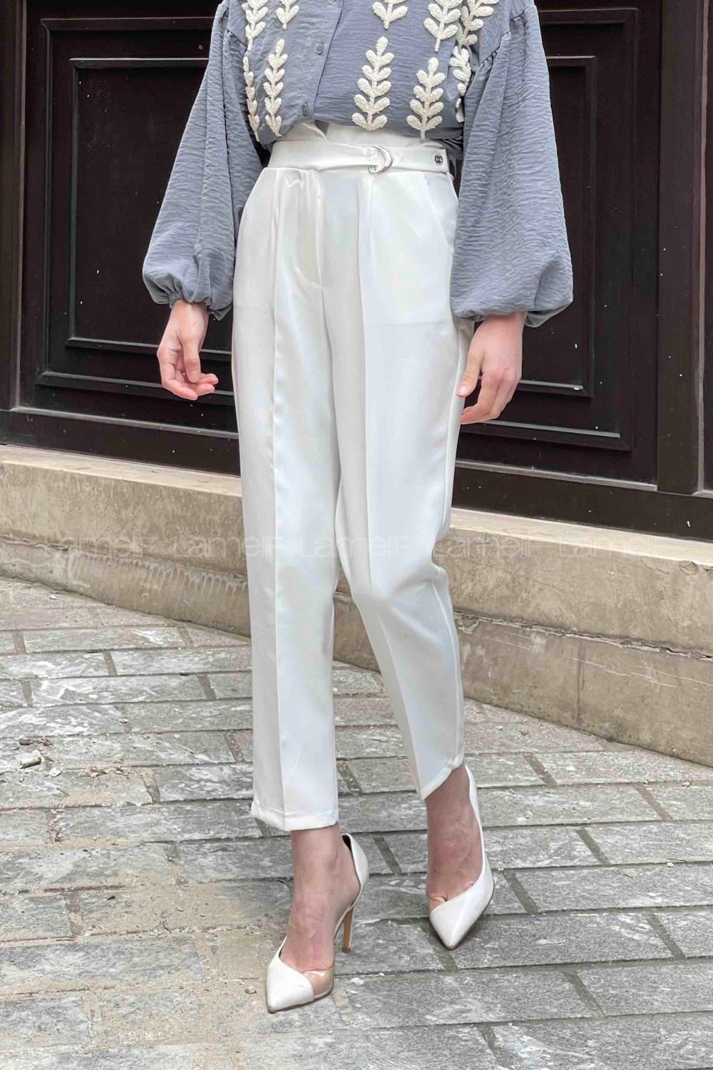 Ecru Linen High Waist Linen Pants