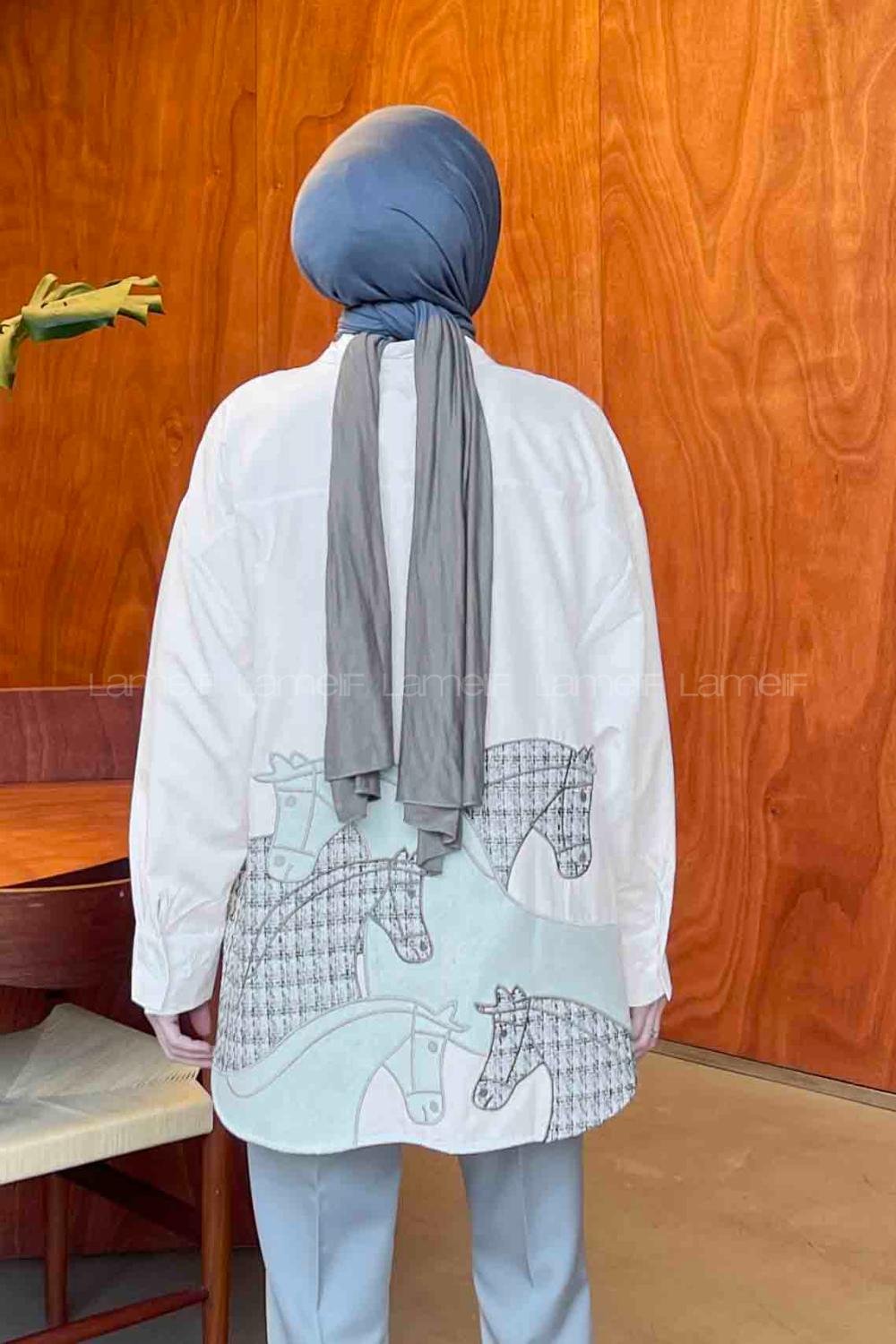 Lamelif Tuvid Detaylı Gömlek Beyaz