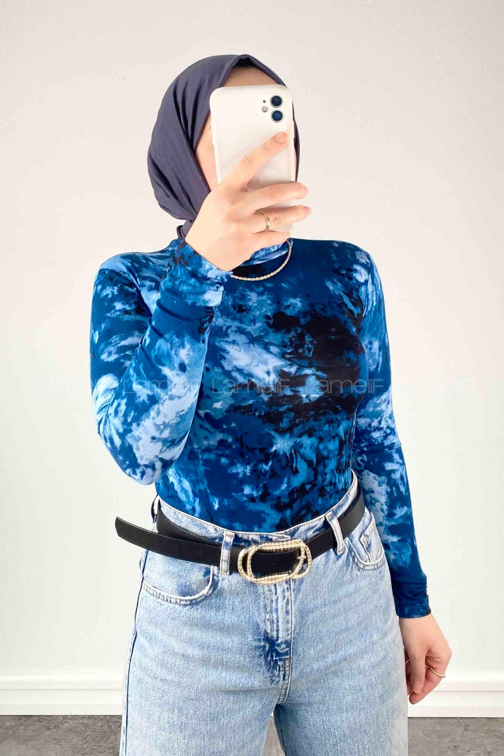 Lamelif Balıkçı Yaka Okyanus Body Mavi