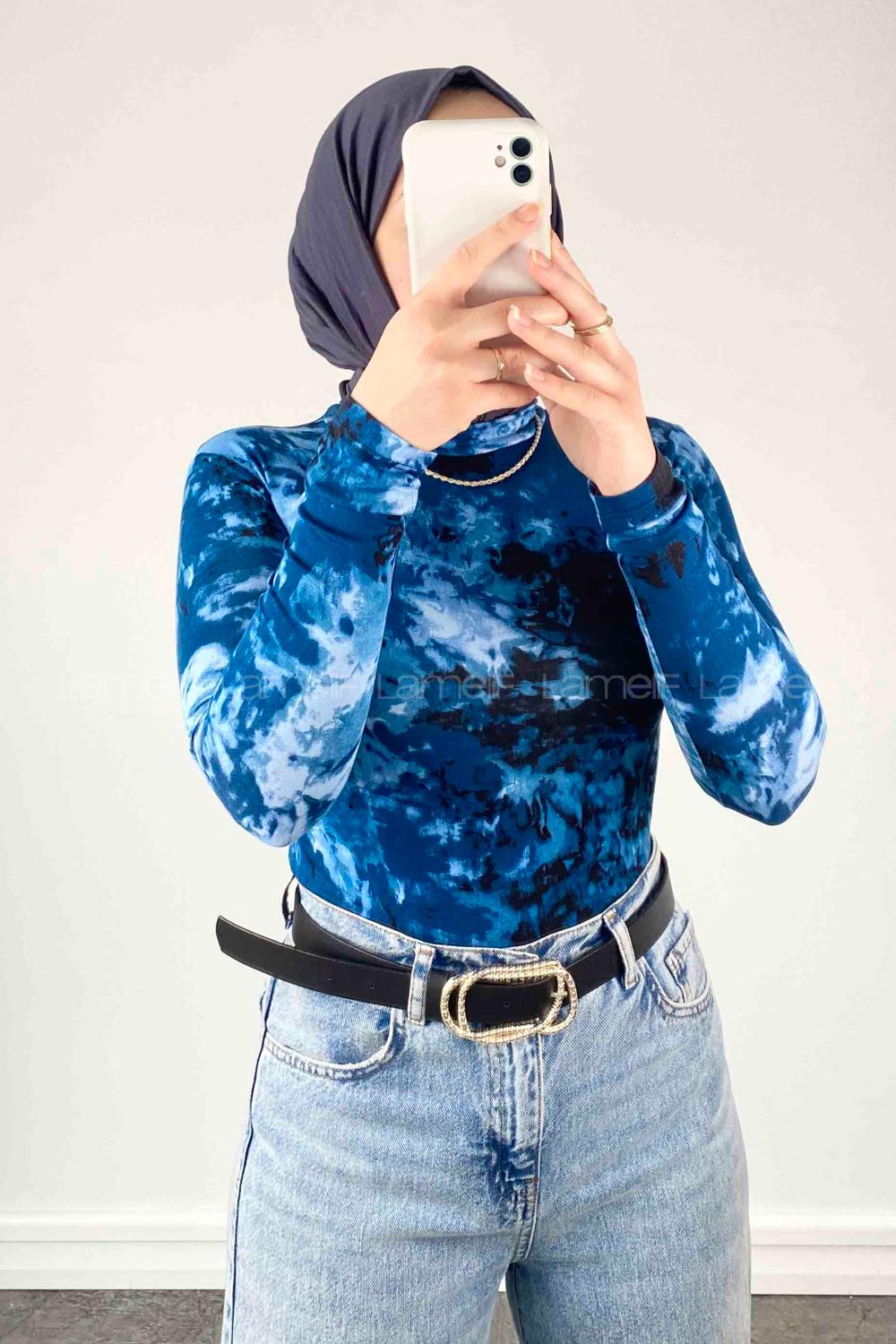 Lamelif Balıkçı Yaka Okyanus Body Mavi