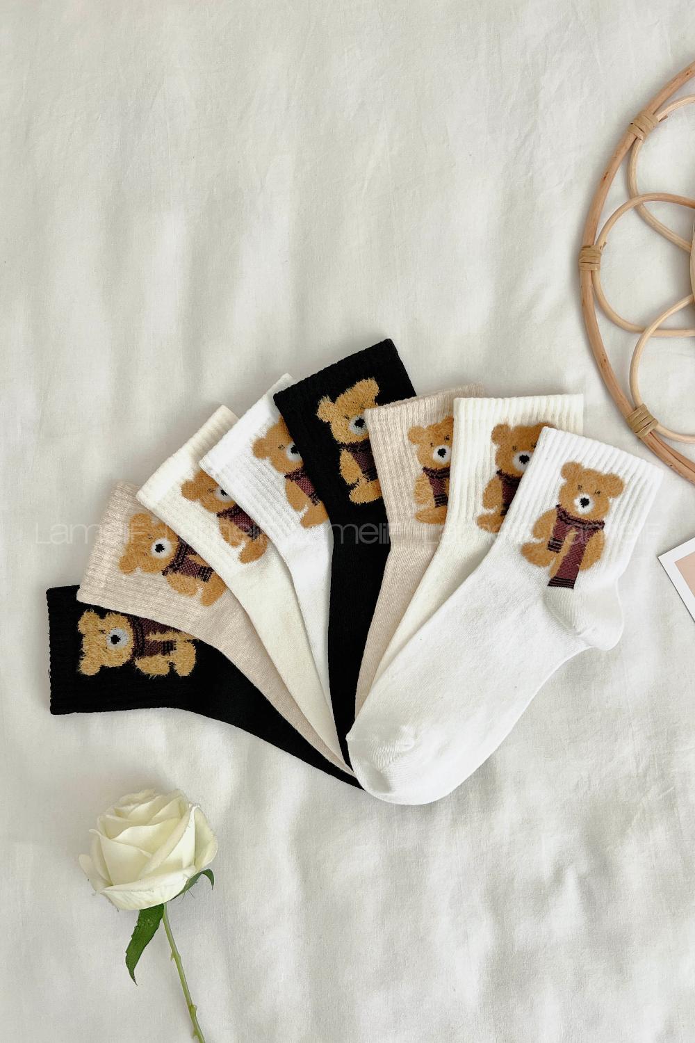 Lamelif Sevimli Tüylü Ayı 4lü Kolej Çorap