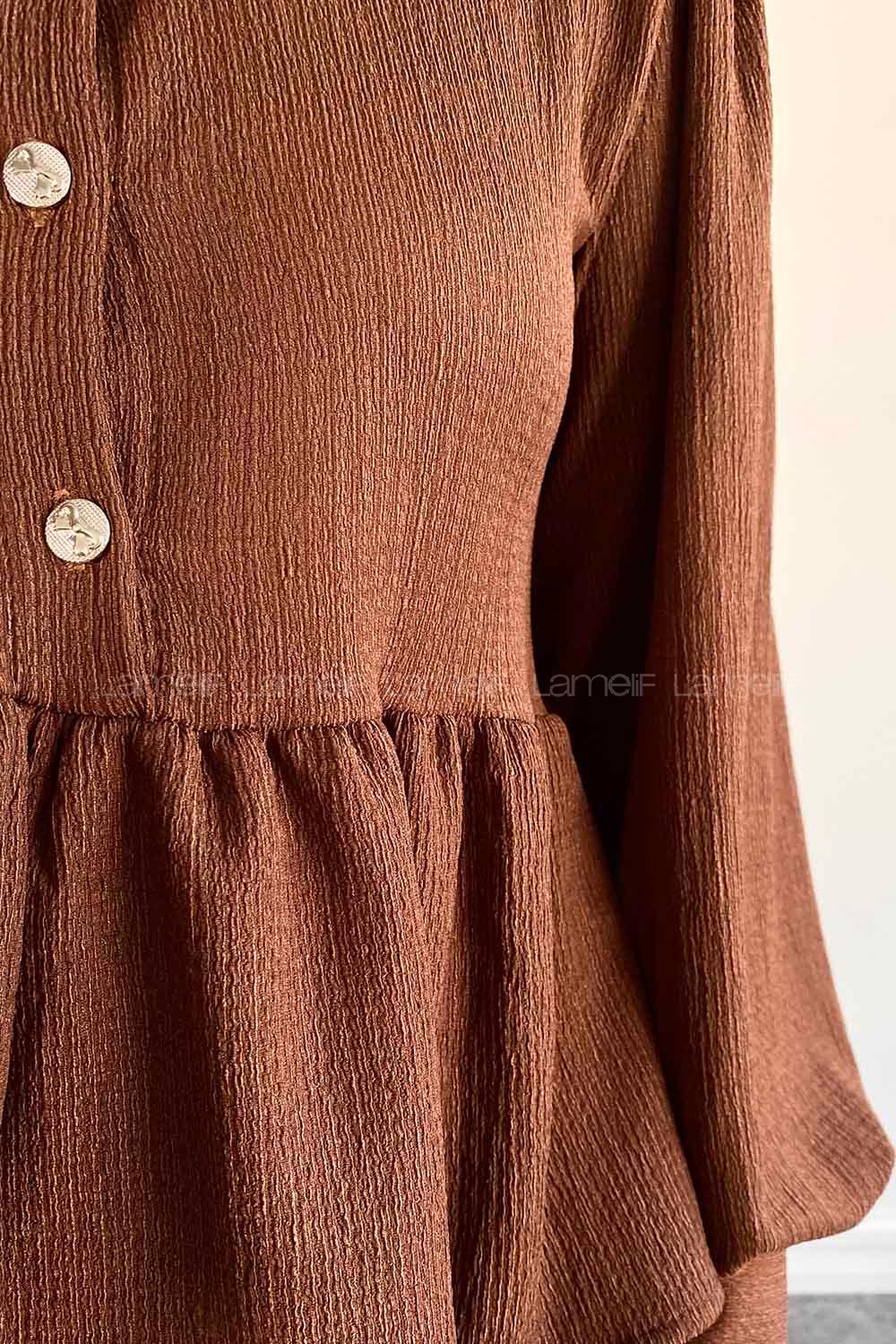 Bitter Brown Shirt Collar Long Arm Poplin Fabric Narrow Leg Comfortable Suit