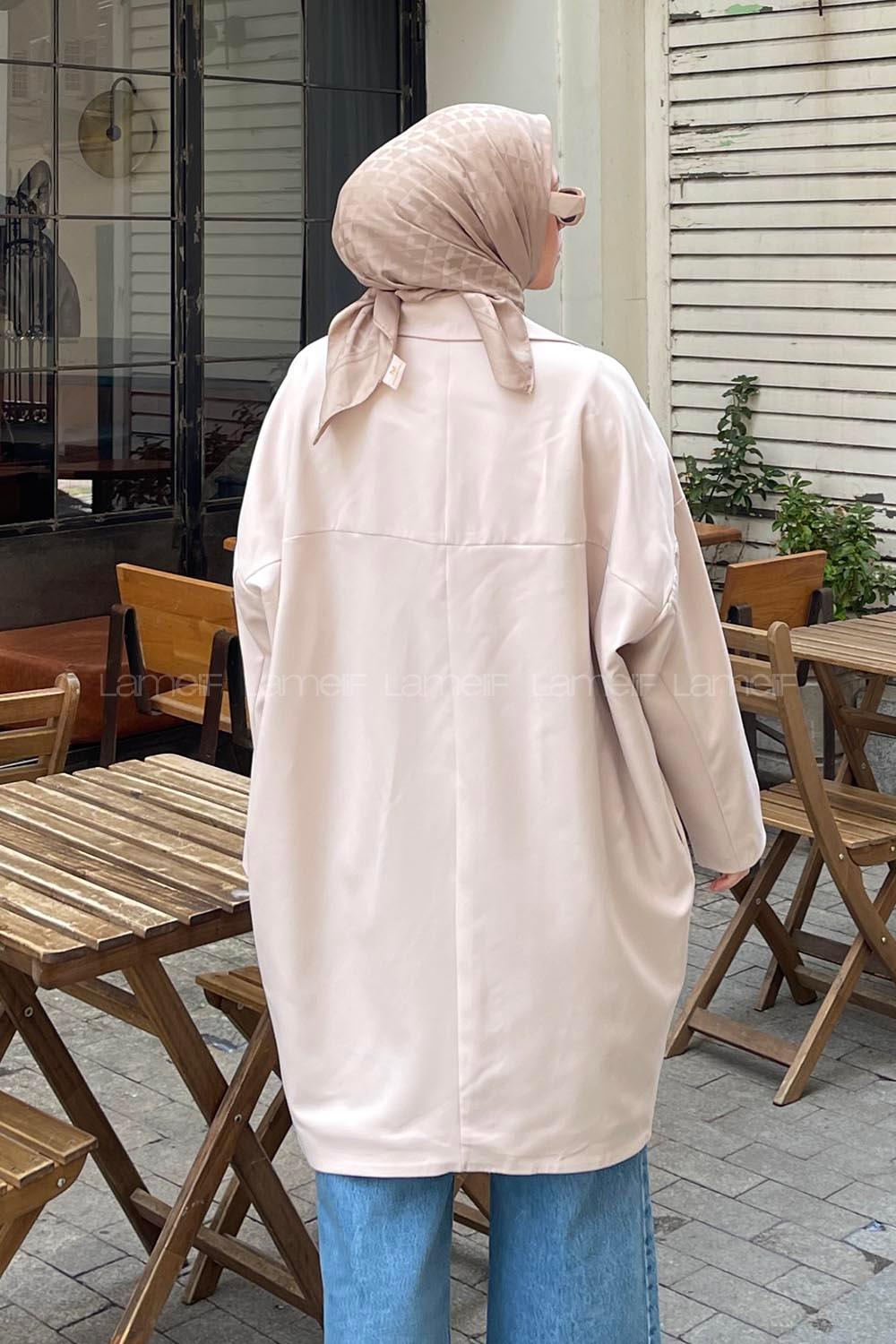 Powder Scoop Neck Long Arm Cotton Jacket