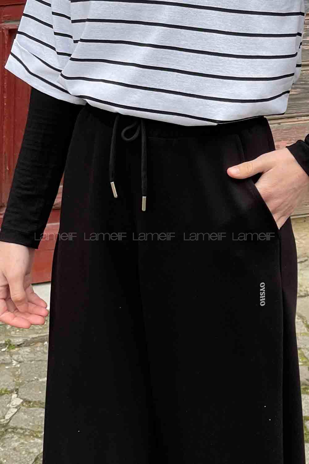 Black Regular Trousers High Waist Regular Cut Bottom Tracksuit