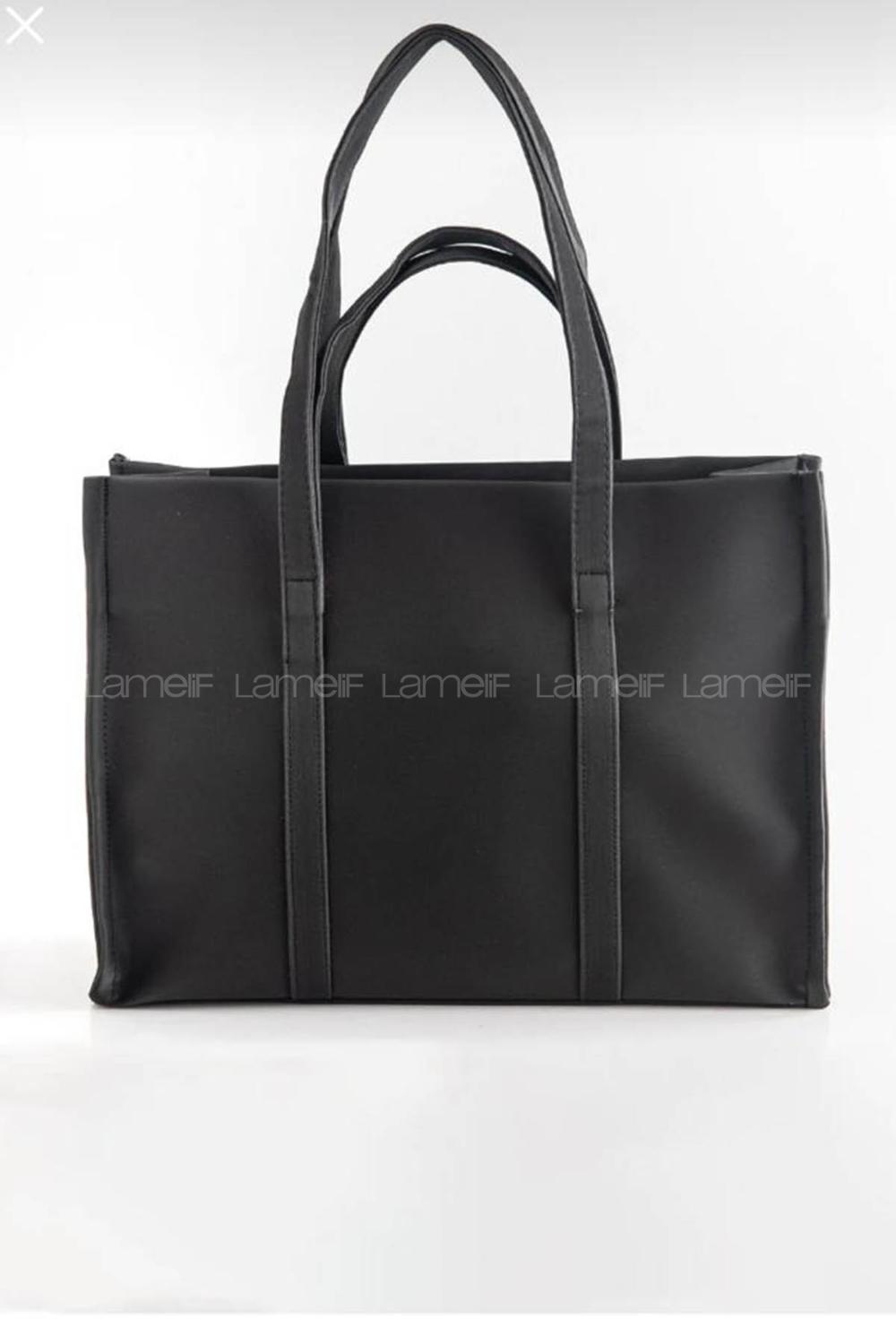 Lamelif Fermuarlı Kadın El ve Omuz Çantası Siyah 