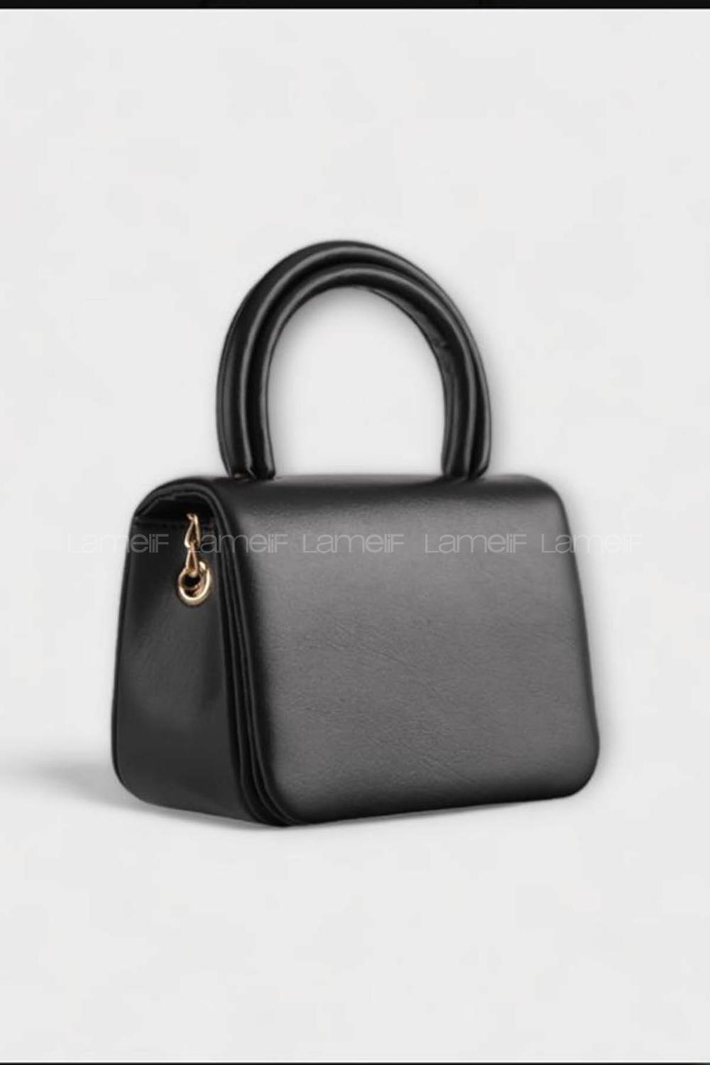 Lamelif Mini Çapraz Askılı Ve El Çantası Helen Siyah 