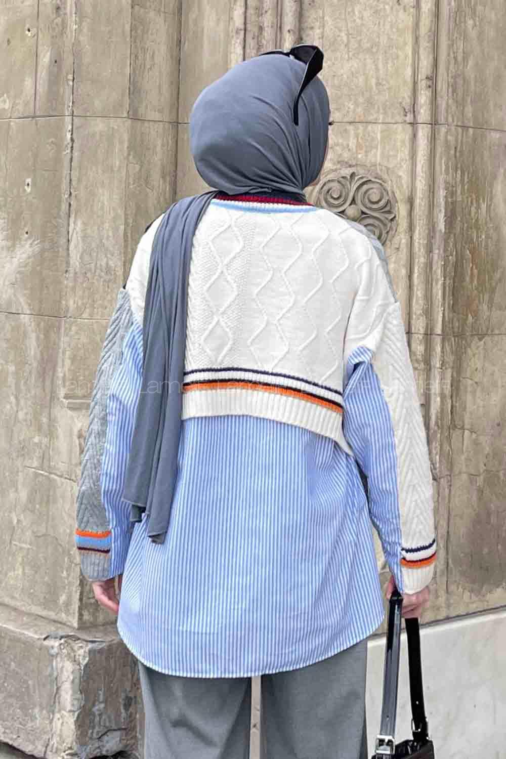 Very Colorful-en Lower V Neck Long Arm Acrylic Cotton Cardigan