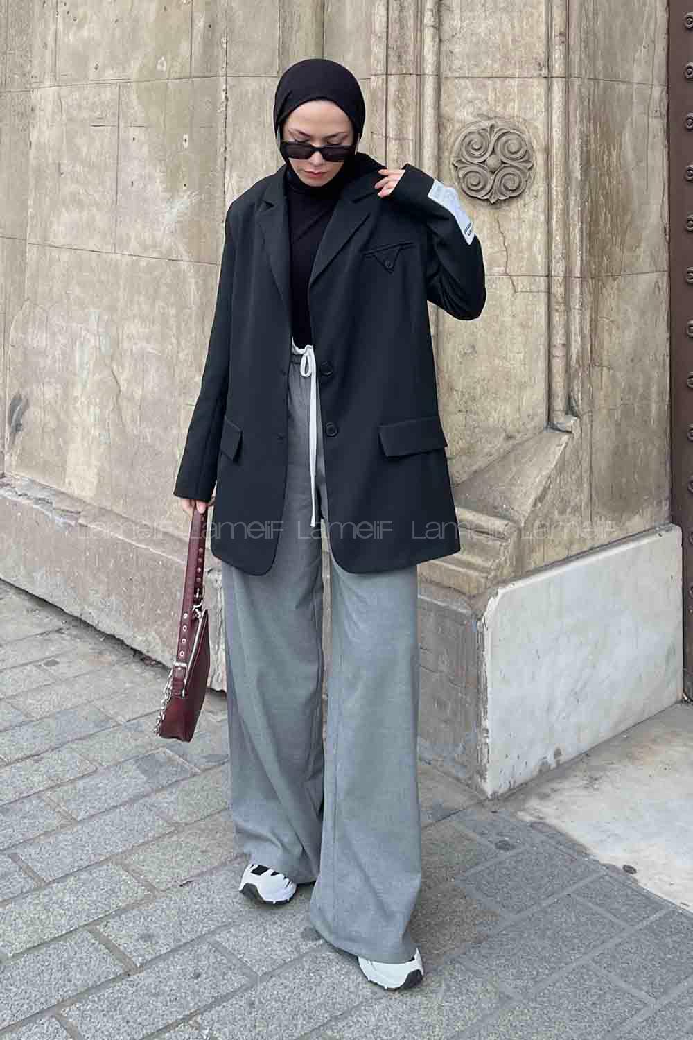 Lamelif Kapak Cepli Ceket Siyah