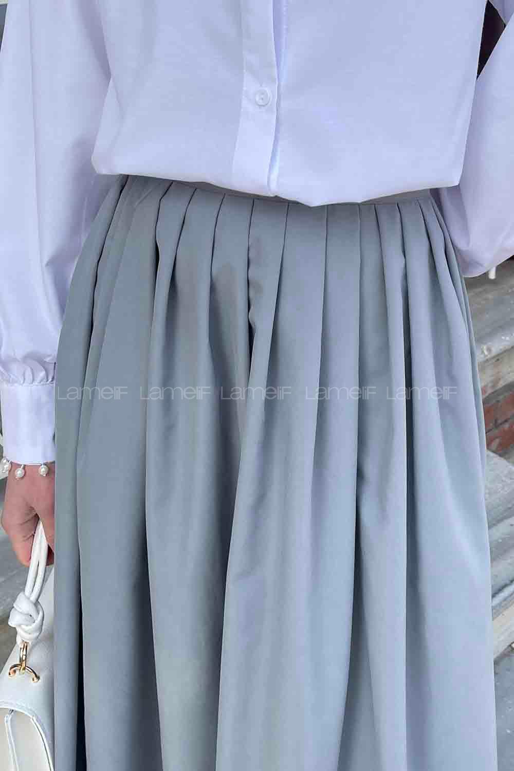 Gray Suede Unprinted Flare Skirt