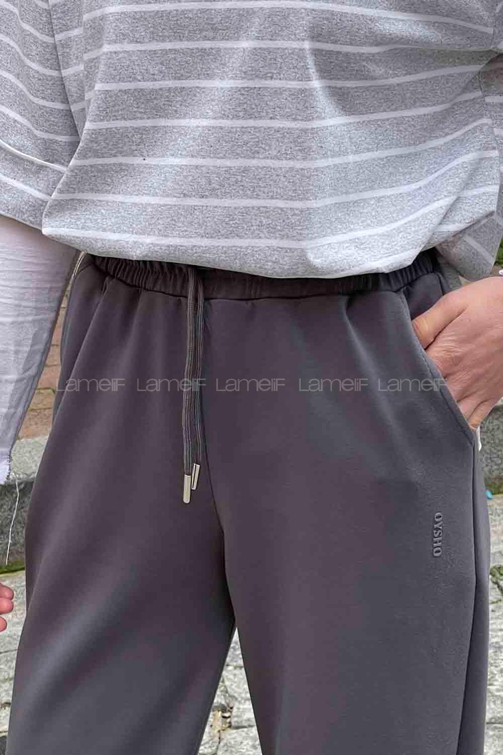 Gray Elastic Trousers Normal Waist Bottom Tracksuit