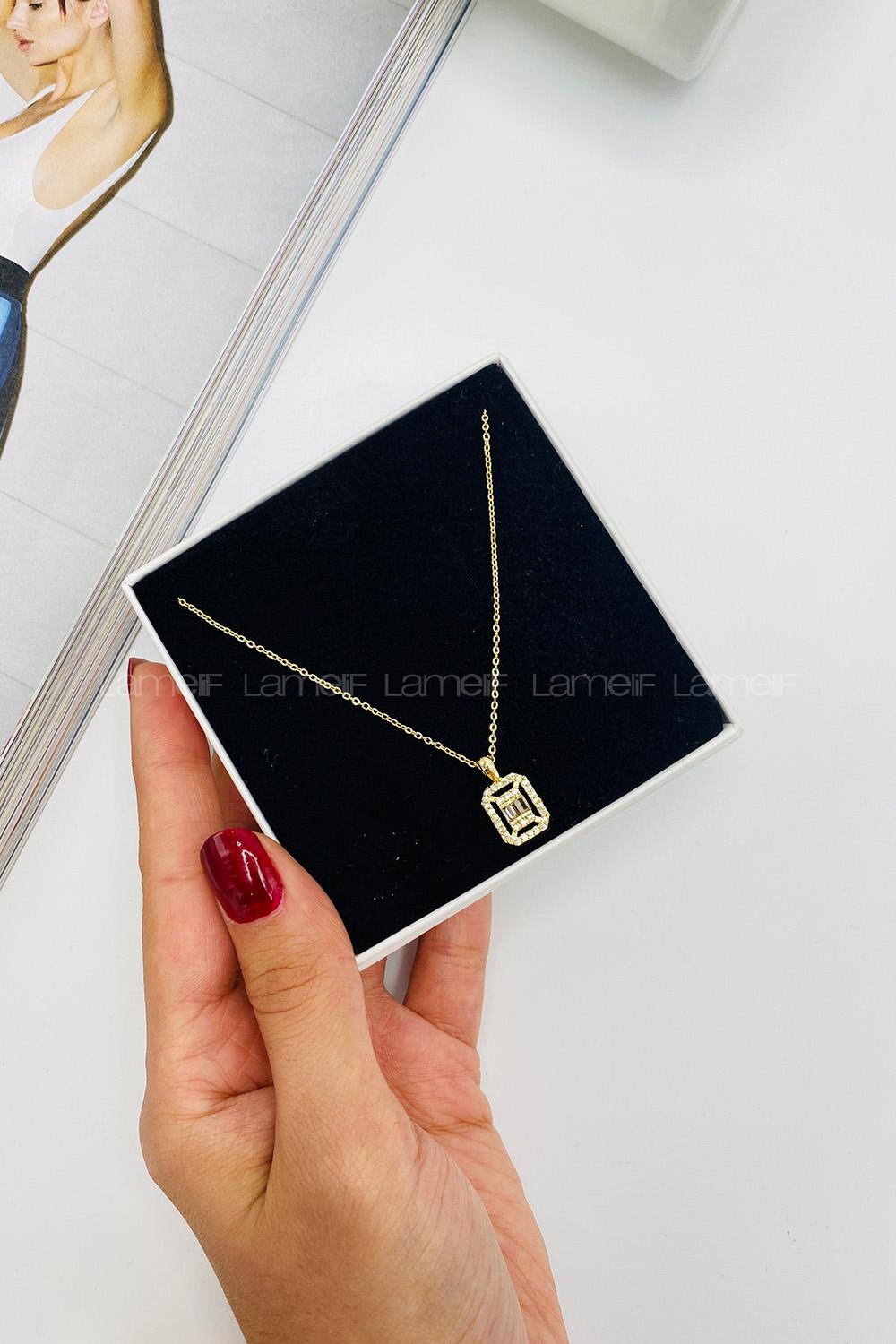 Lamelif Gold Baget Zirkon Kolye