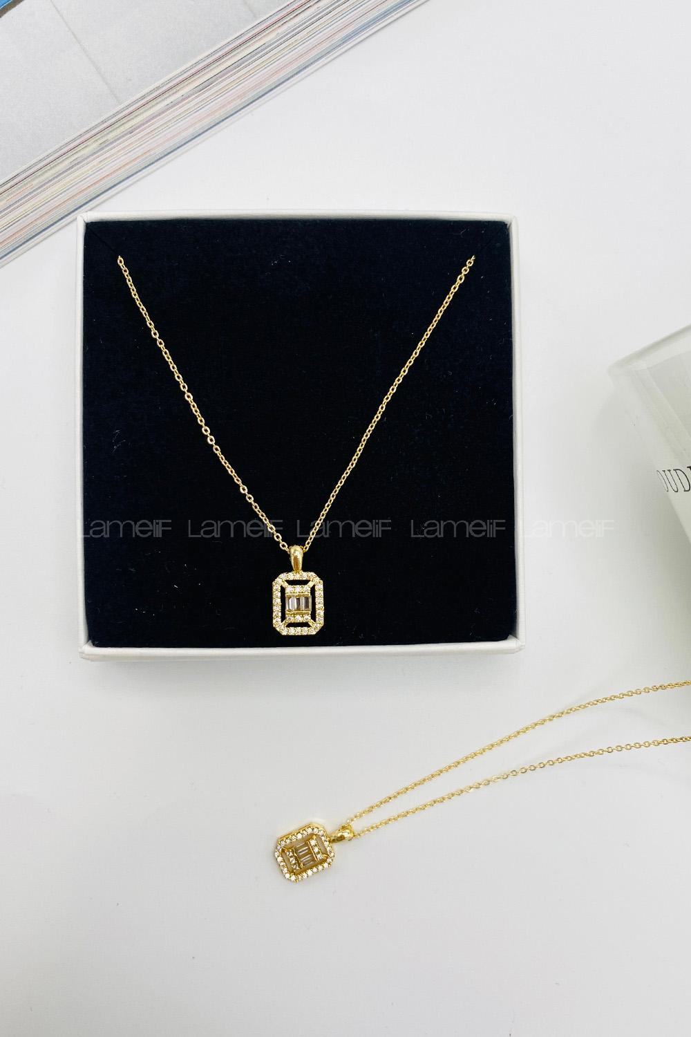 Lamelif Gold Baget Zirkon Kolye