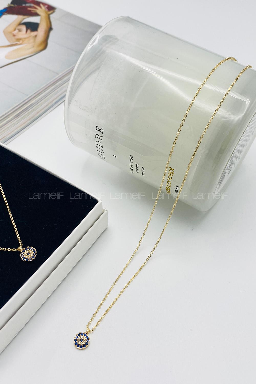 Lamelif Gold Kibar Nazar Boncuk Zirkon Kolye