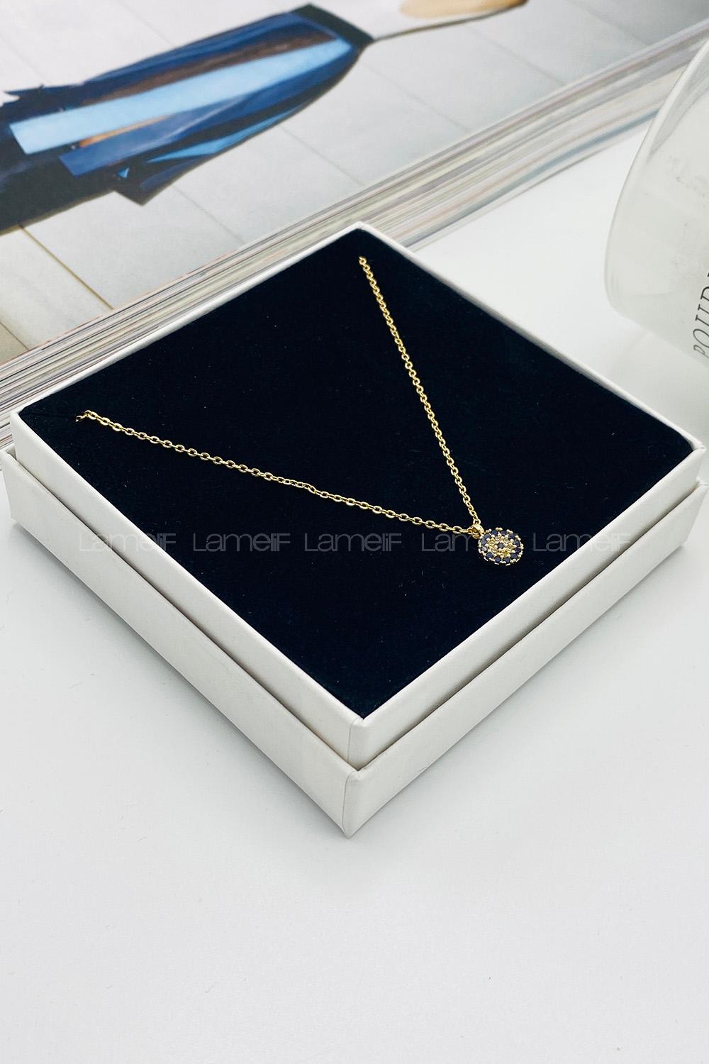 Lamelif Gold Kibar Nazar Boncuk Zirkon Kolye