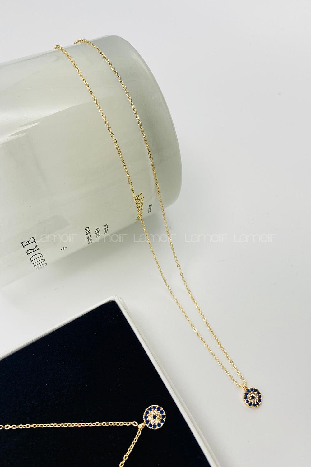 Lamelif Gold Kibar Nazar Boncuk Zirkon Kolye