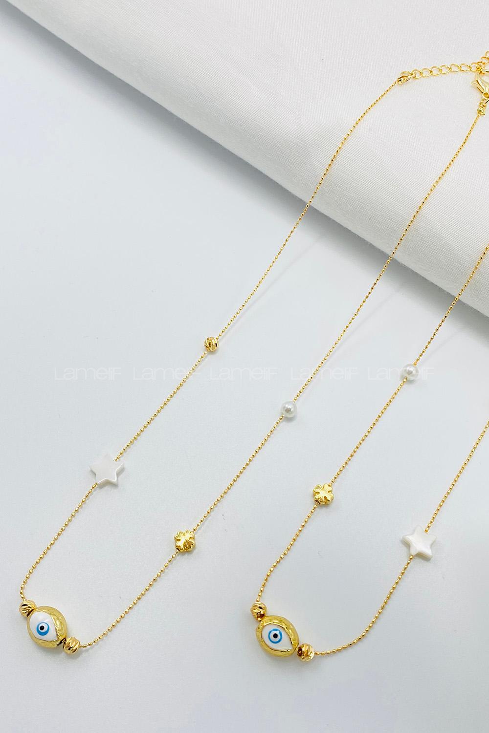 Lamelif Gold Yıldız Charmlı Zarif Kolye