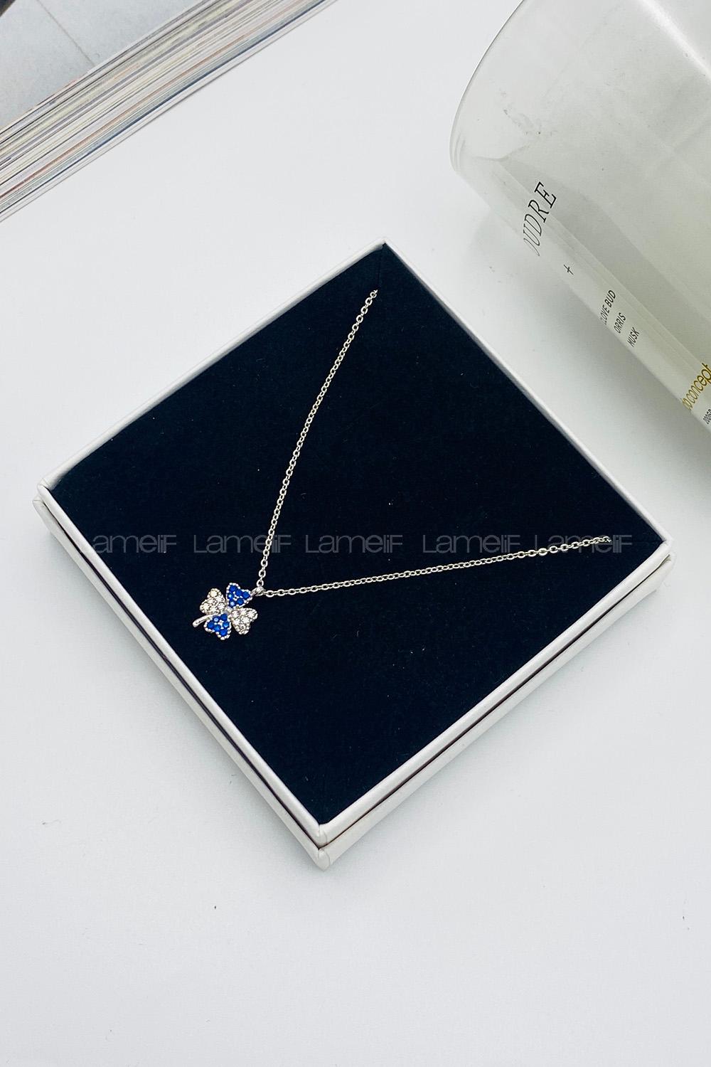 Lamelif Gümüş Dört Yapraklı Yonca Zirkon Kolye