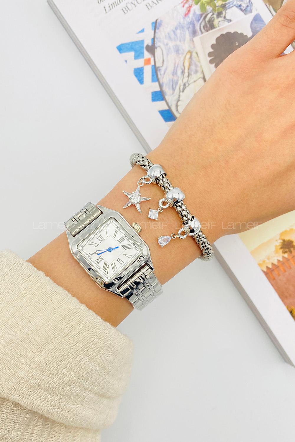 Silver Belted Gold Straight Wristband