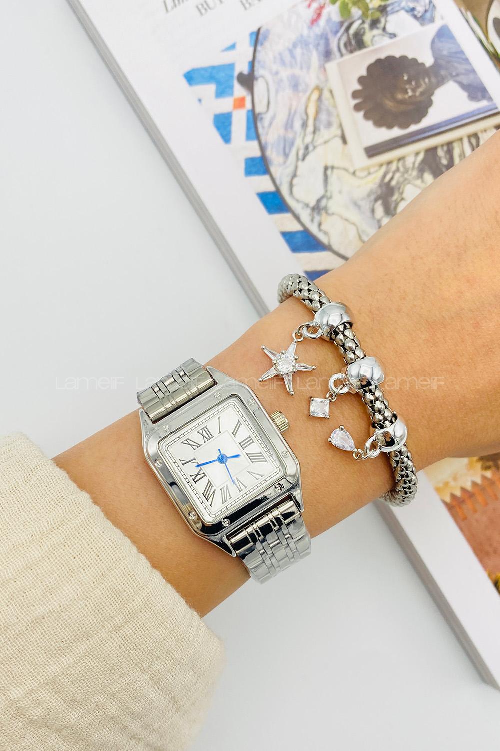 Silver Belted Gold Straight Wristband