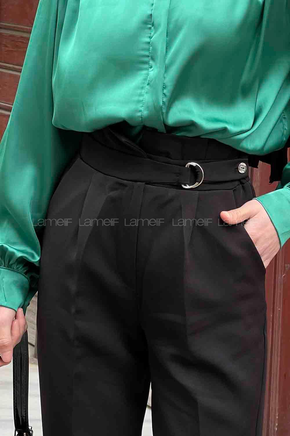 Black Cotton Fabric High Waist Comfortable Pants