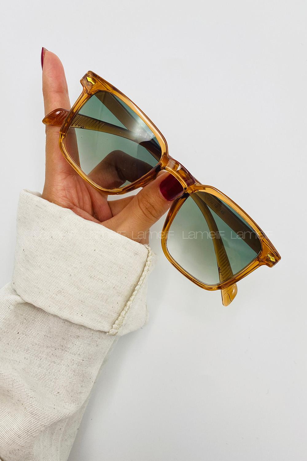 Lamelif Hemnes Kahverengi Çerçeve Yeşil Güneş Gözlüğü