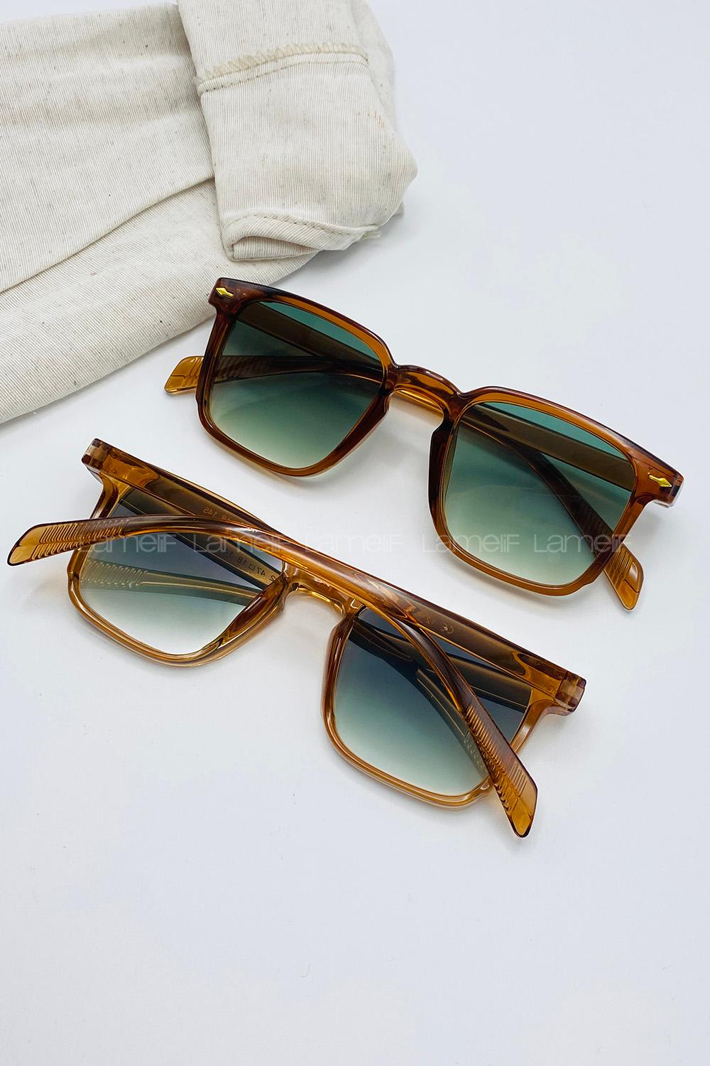 Lamelif Hemnes Kahverengi Çerçeve Yeşil Güneş Gözlüğü