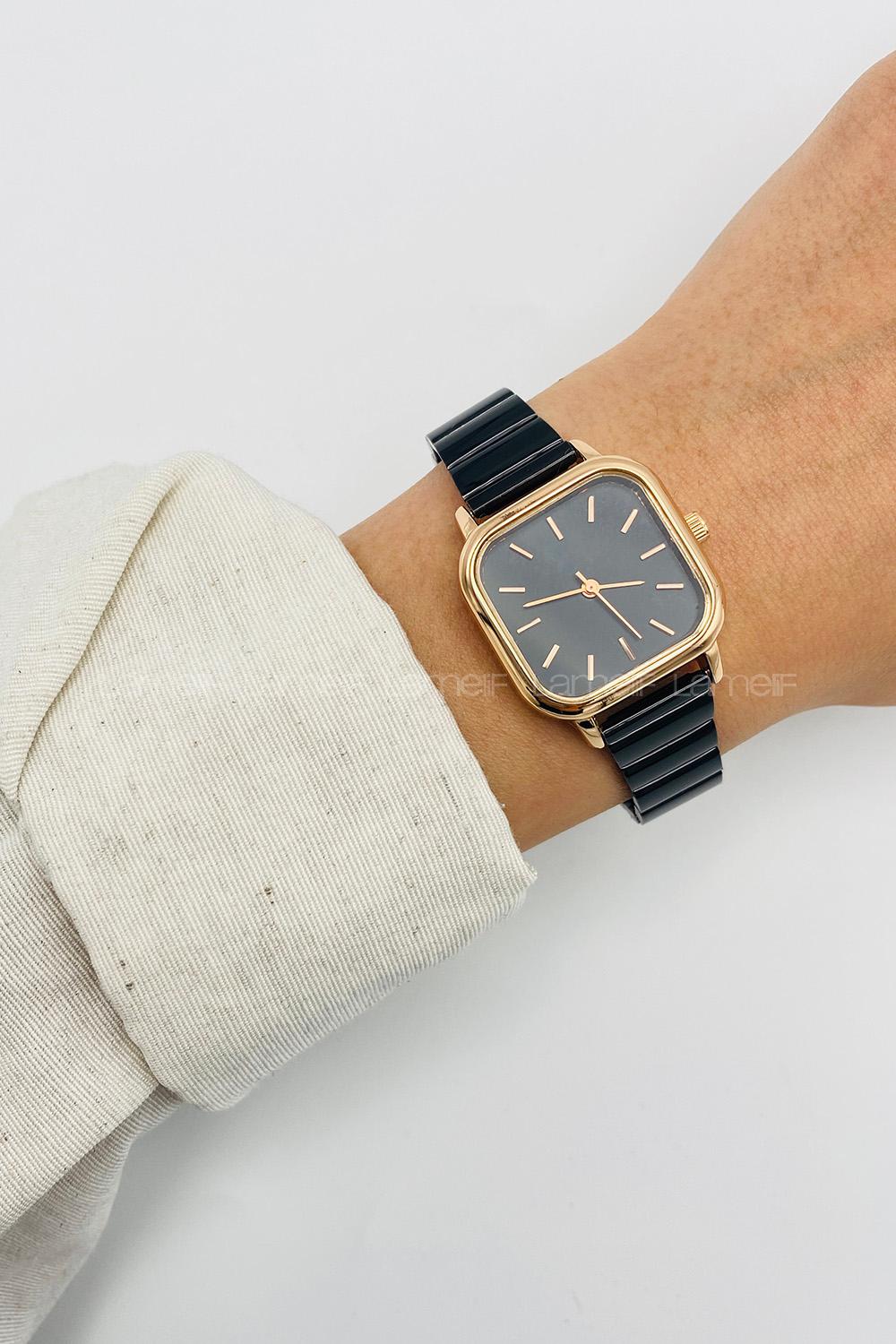 Lamelif Siyah Metal Kordon Kol Saati