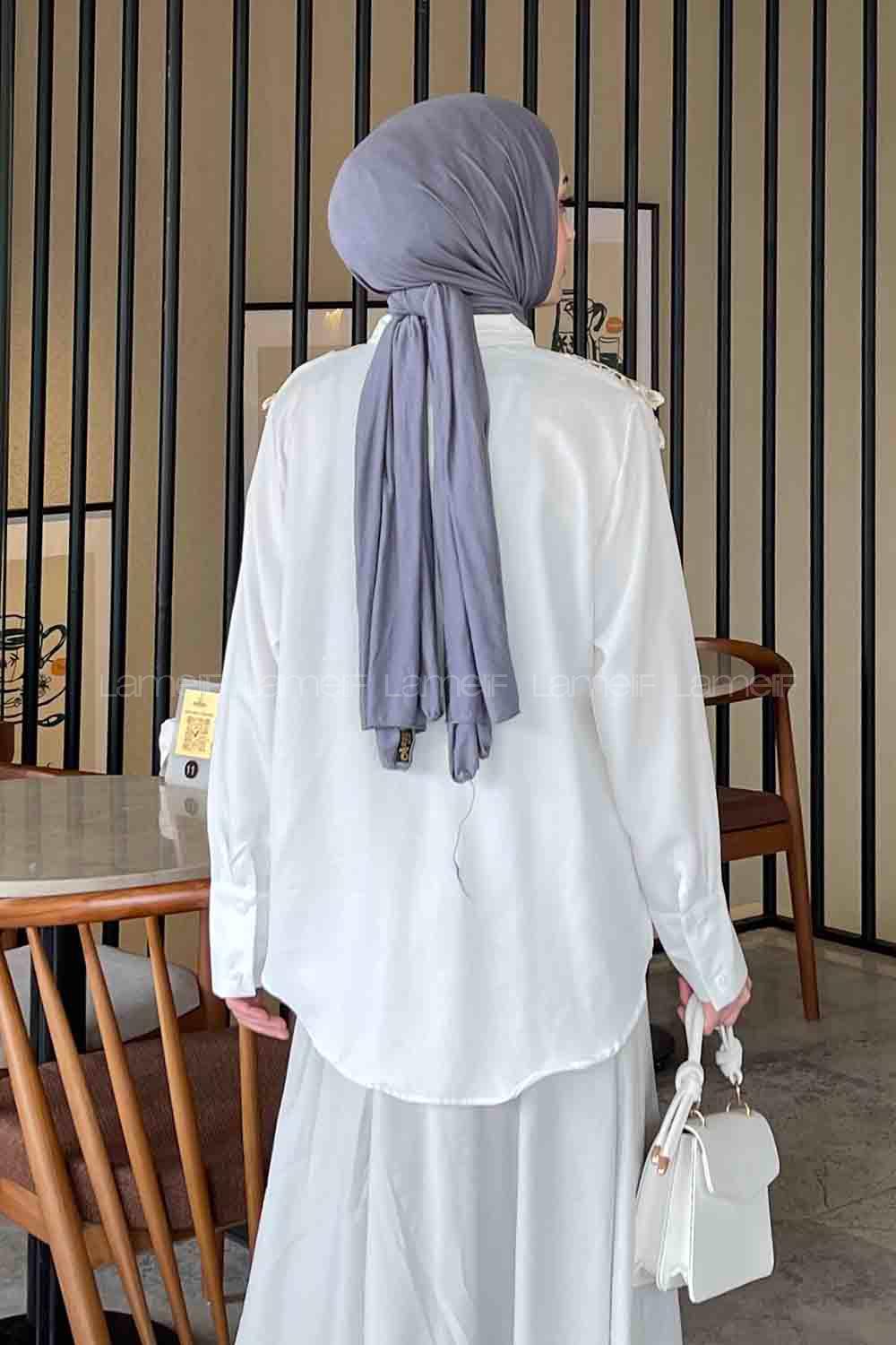 Lamelif Dantel Detaylı Gömlek Beyaz