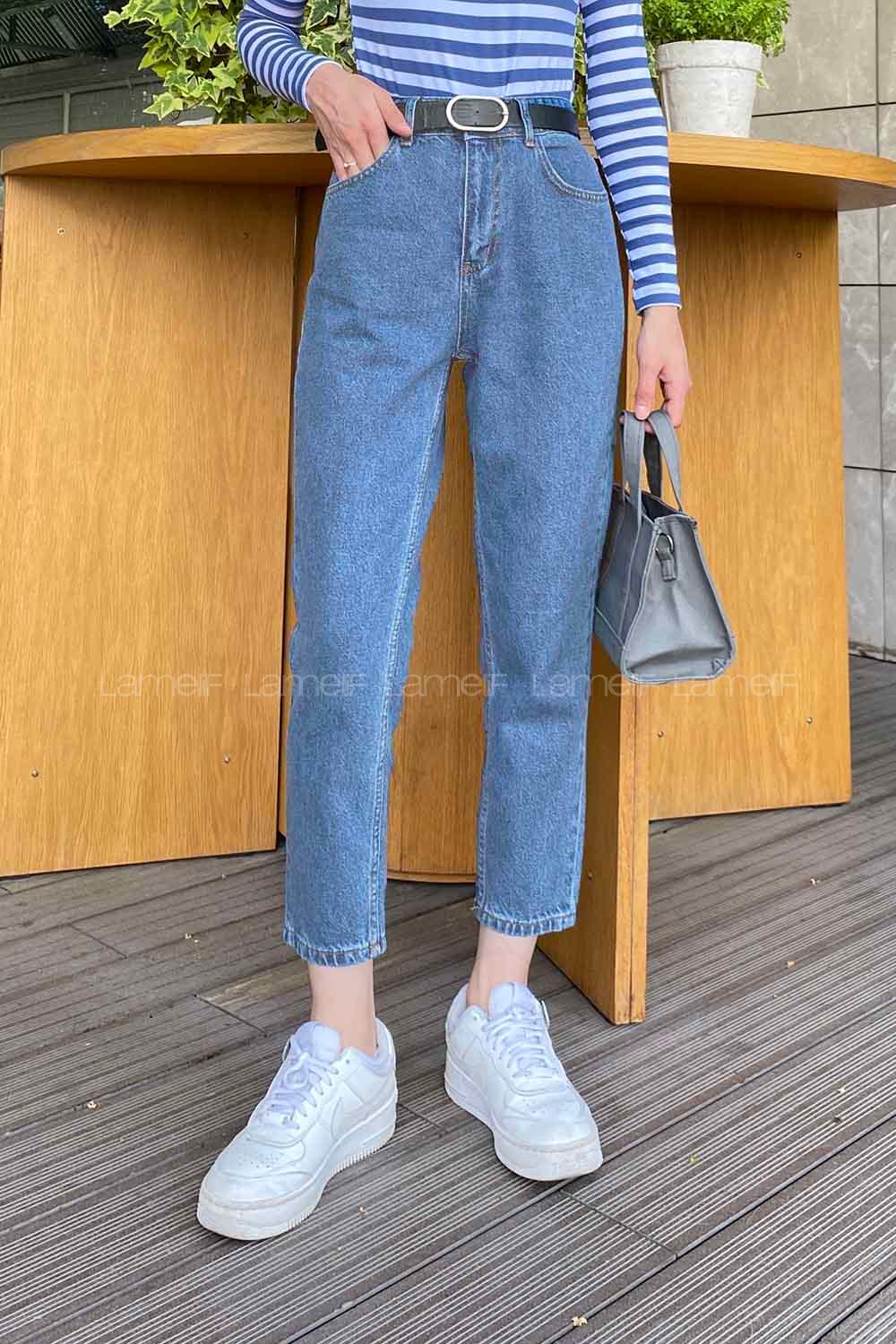 Lamelif Mom Jean Pantolon Kot Mavi