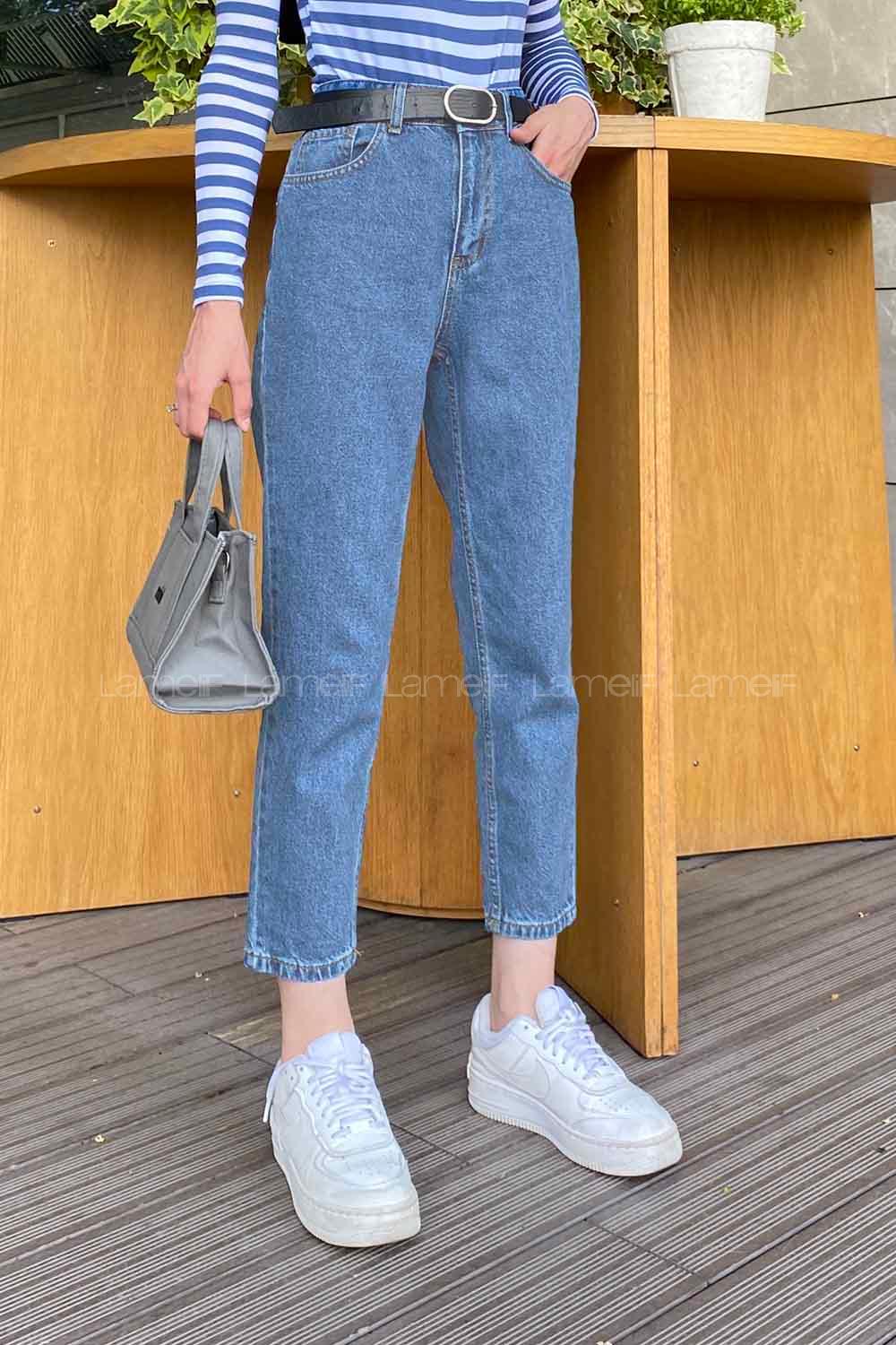 Lamelif Mom Jean Pantolon Kot Mavi