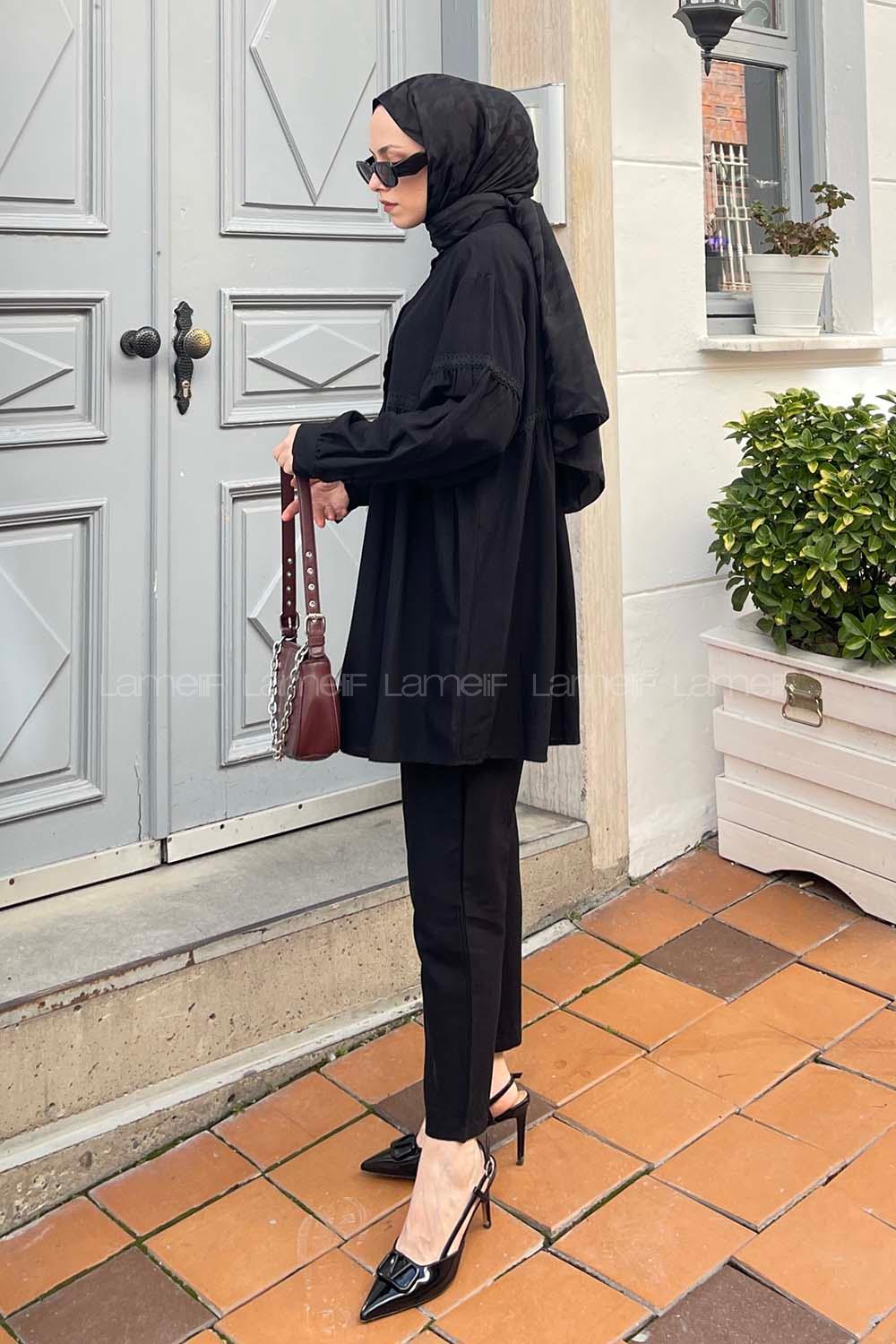 Black Mandarin Collar Long Arm Without Accessories Linen Trousers Linen Suit