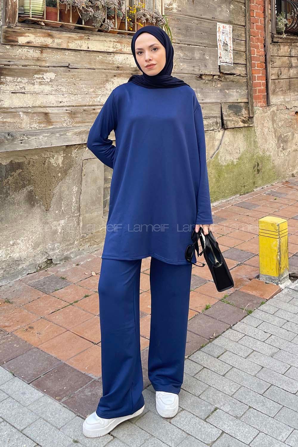Lamelif İkili Oshyo Tesettür Takım Lacivert