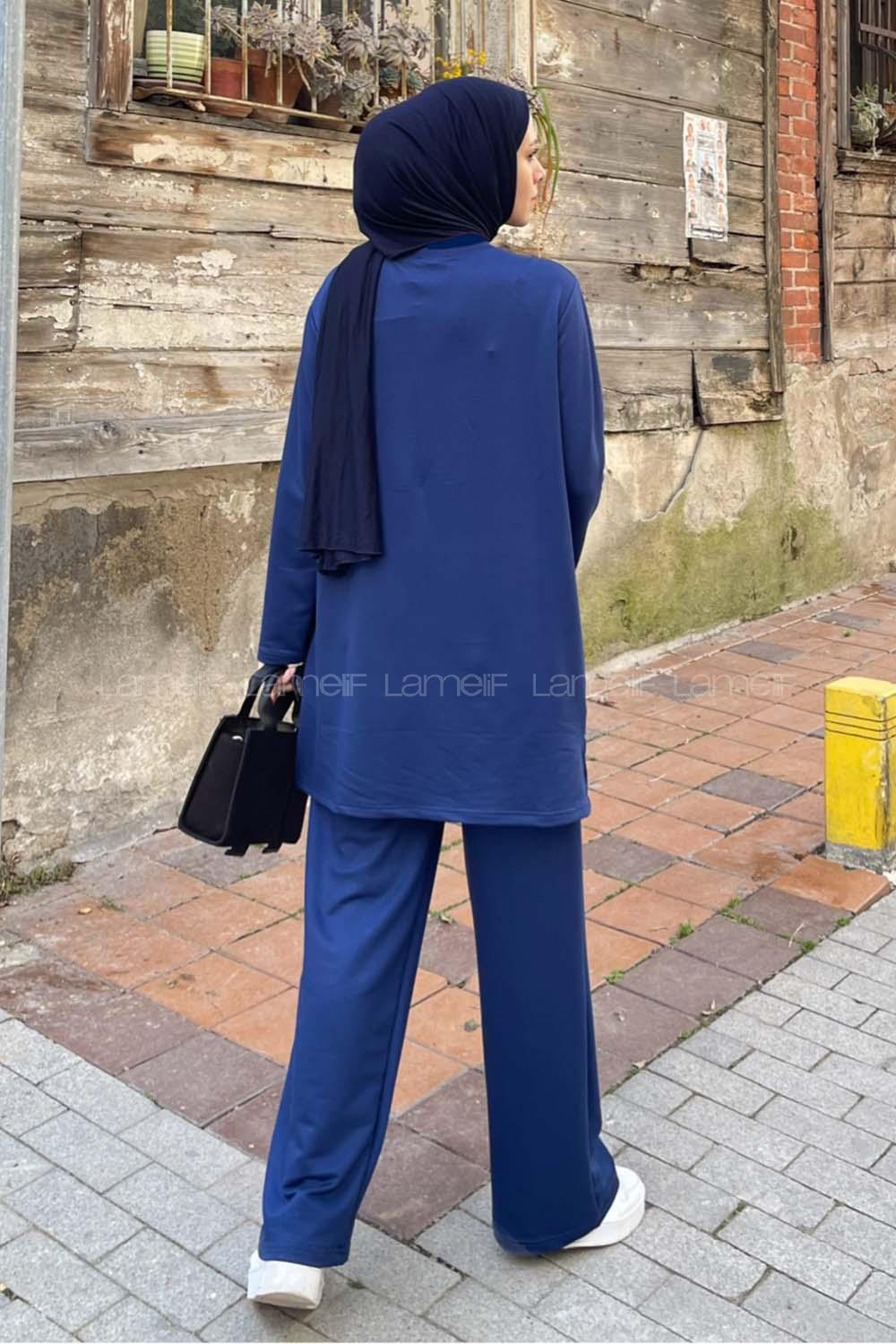 Lamelif İkili Oshyo Tesettür Takım Lacivert
