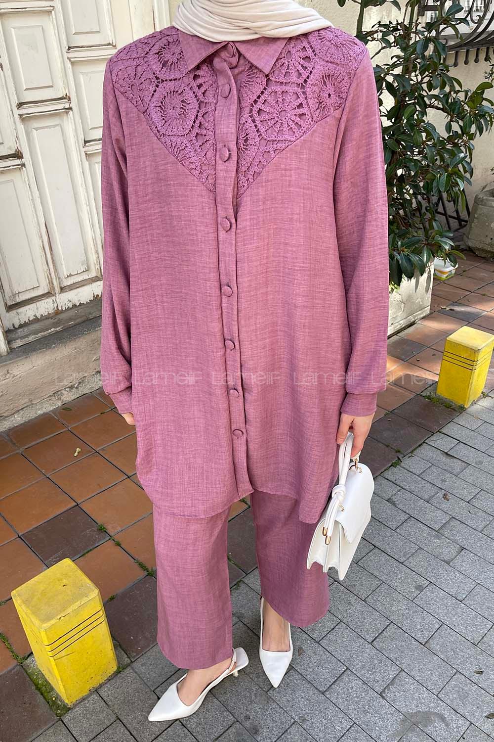 Rose Shirt Collar Long Arm Linen Regular Trousers Linen Suit