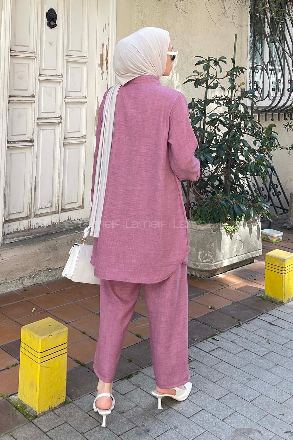 Rose Shirt Collar Long Arm Linen Regular Trousers Linen Suit