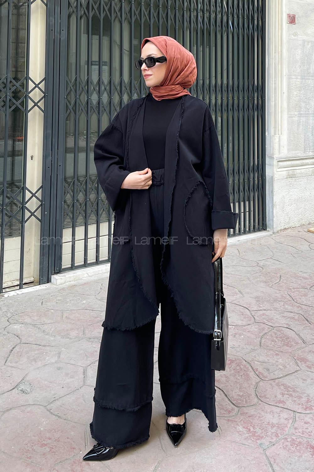 Black V Neck Long Arm Without Accessories Linen Regular Trousers Linen Suit