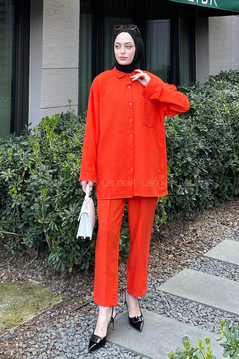 Orange Shirt Collar Long Arm Without Accessories Ayrobin Trousers Comfortable Suit