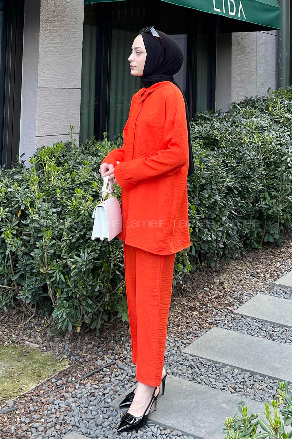 Orange Shirt Collar Long Arm Without Accessories Ayrobin Trousers Comfortable Suit