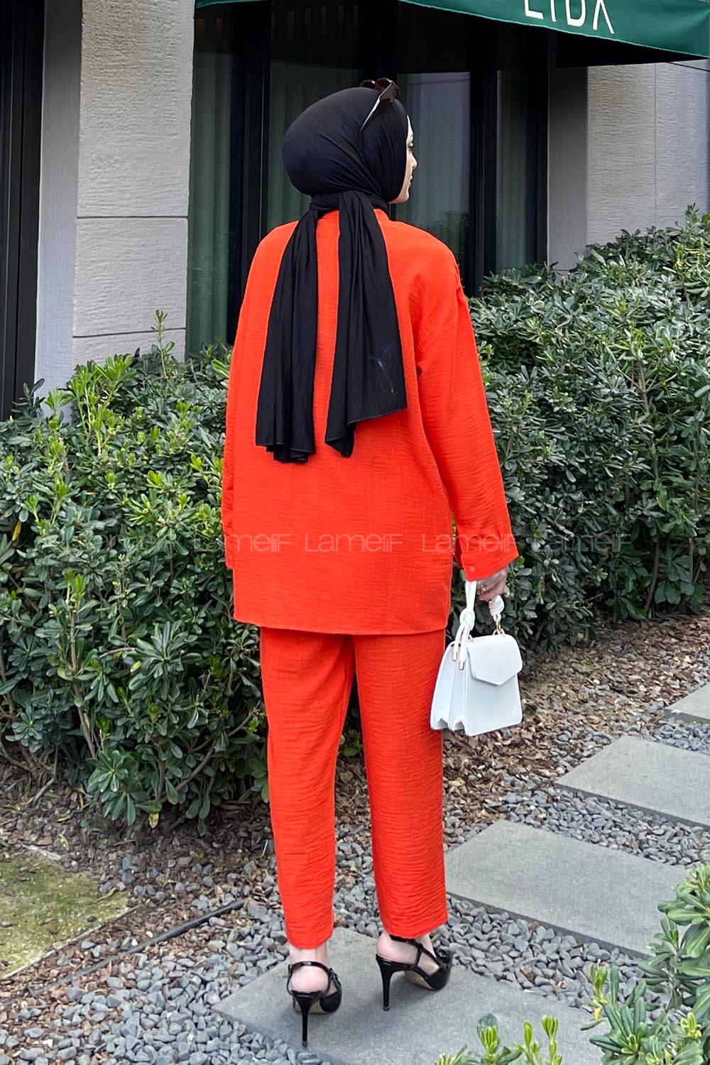 Orange Shirt Collar Long Arm Without Accessories Ayrobin Trousers Comfortable Suit