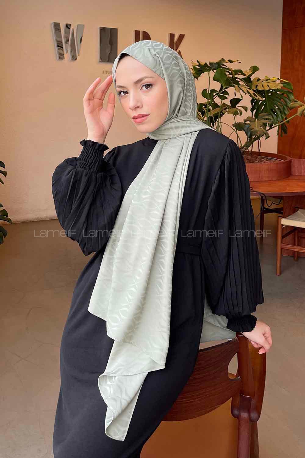 Lamelif Kapadokya Desen Jakar Serisi Şal Açık Yeşil