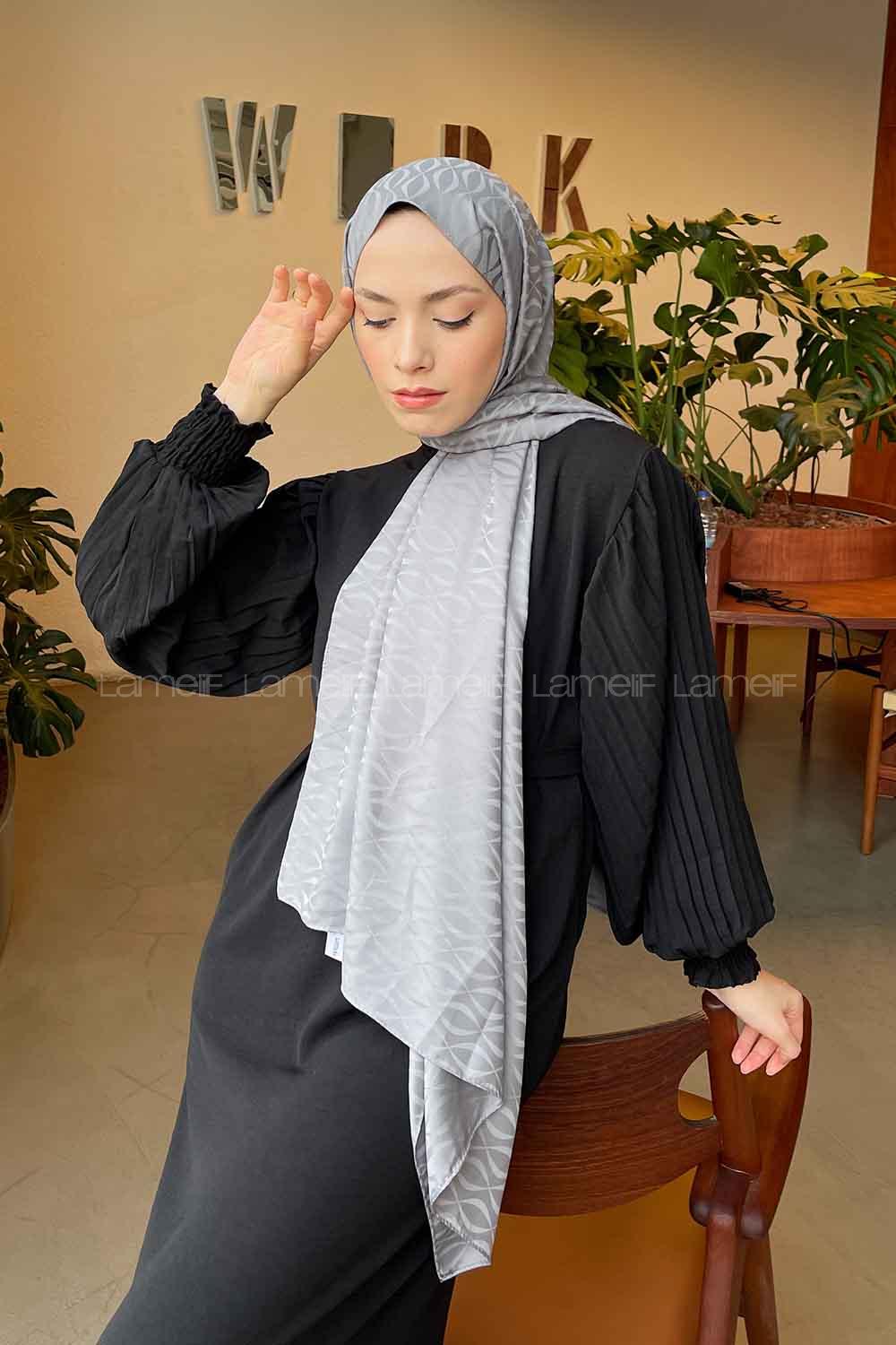 Lamelif Kapadokya Desen Jakar Serisi Şal Koyu Gri