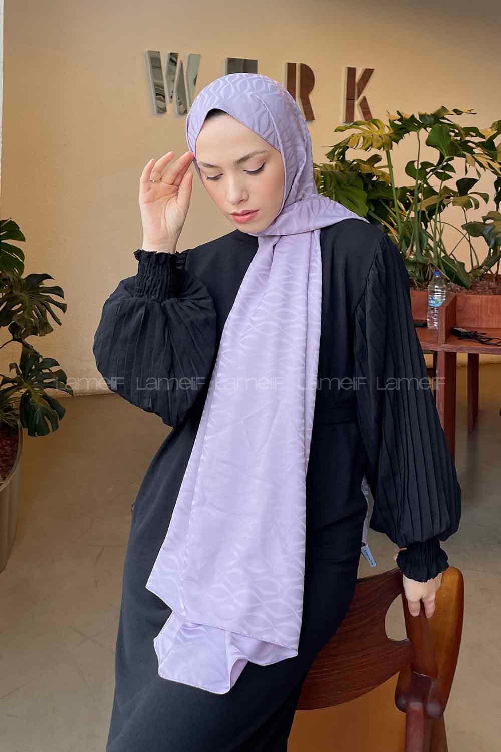 Lamelif Kapadokya Desen Jakar Serisi Şal Lila