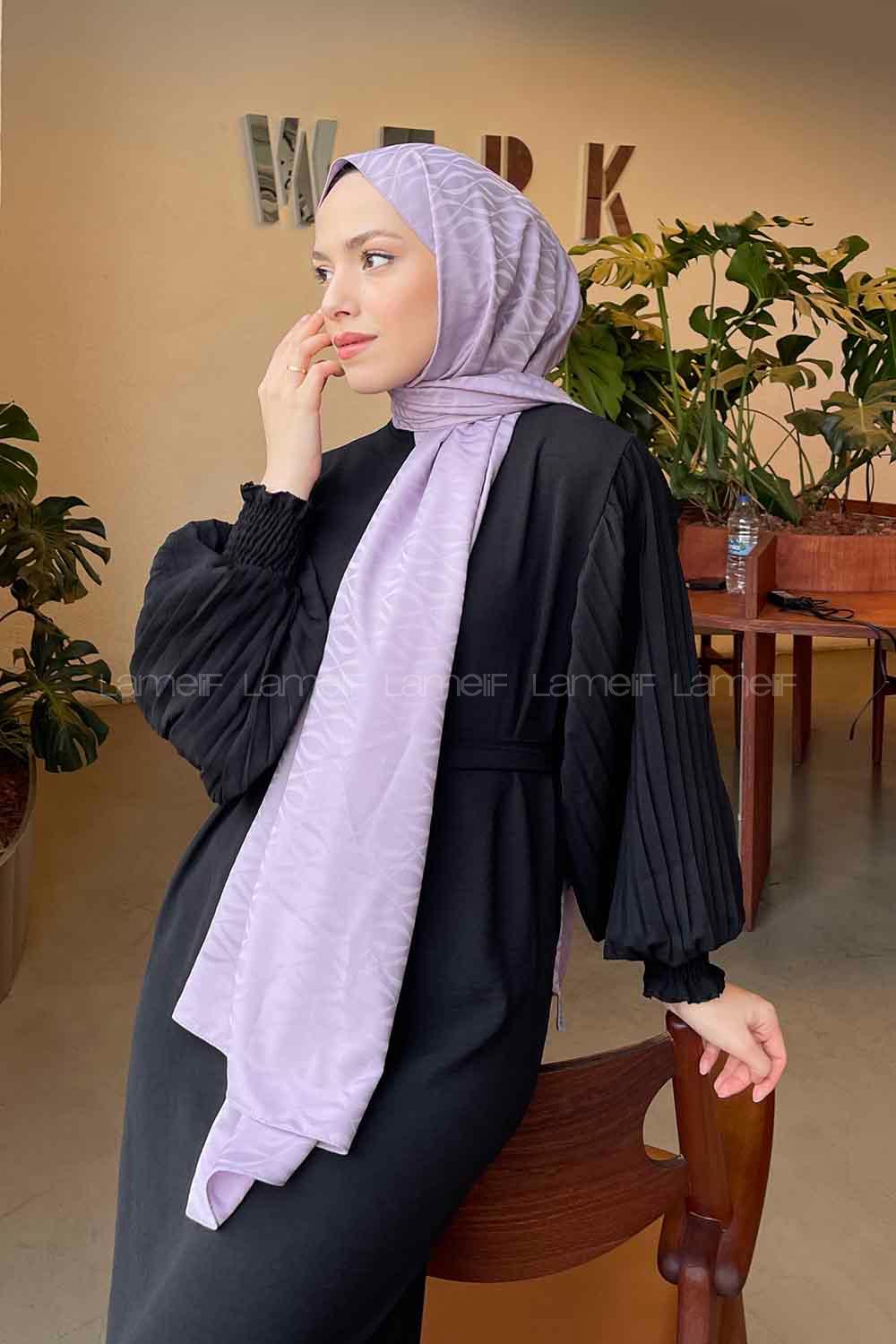 Lamelif Kapadokya Desen Jakar Serisi Şal Lila