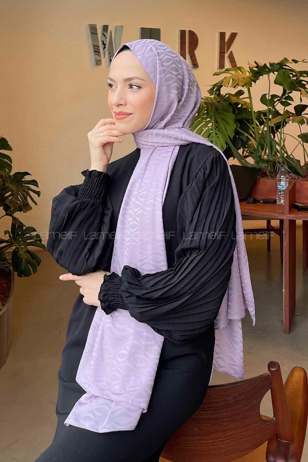 Lamelif Kapadokya Desen Jakar Serisi Şal Lila