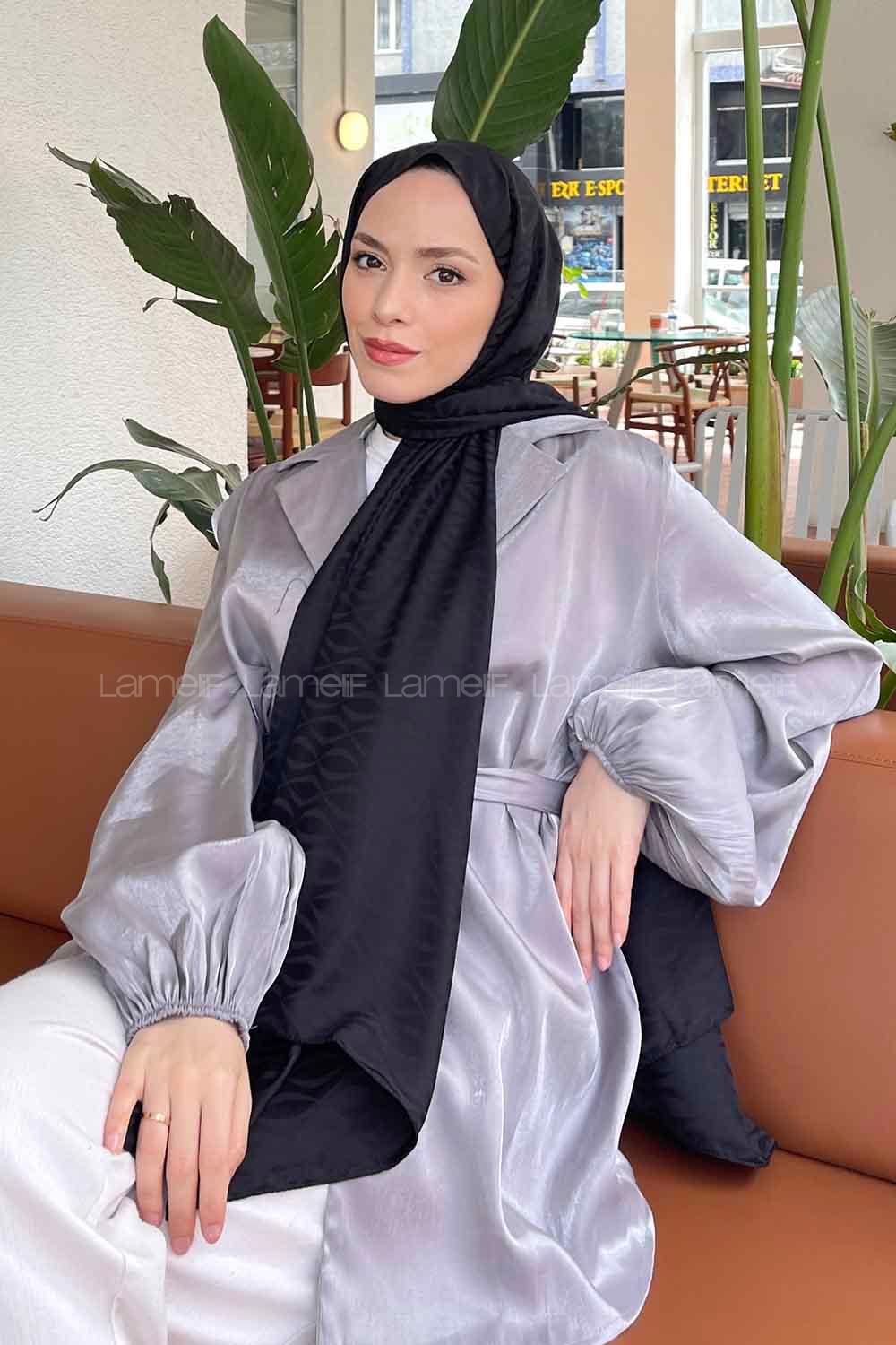 Lamelif Kapadokya Desen Jakar Serisi Şal Siyah