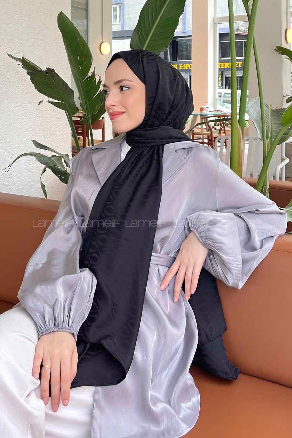 Lamelif Kapadokya Desen Jakar Serisi Şal Siyah