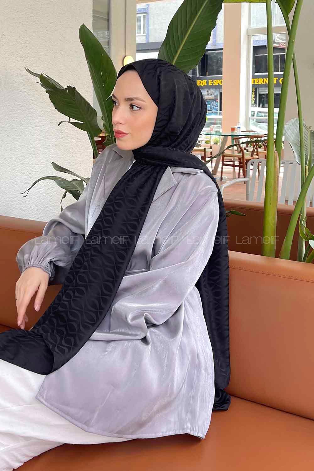 Lamelif Kapadokya Desen Jakar Serisi Şal Siyah