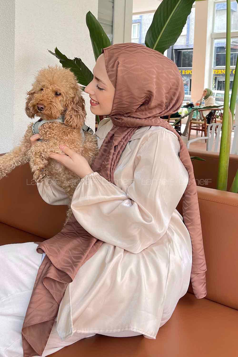 Lamelif Kapadokya Desen Jakar Serisi Şal Tozlu Kahve